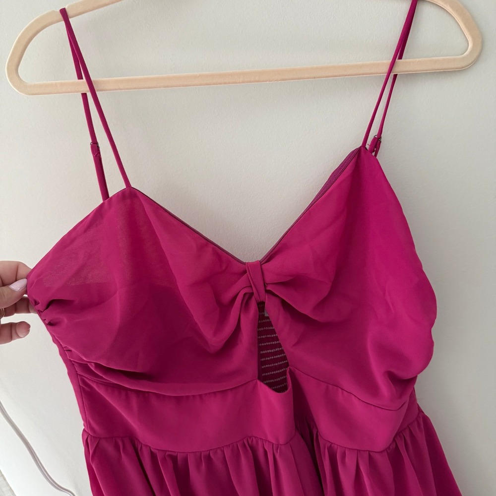 Petal and Pup Magenta Pink Bow Front Cutout Chiffon Romper‎ XL Smocked Back - Picture 3 of 7